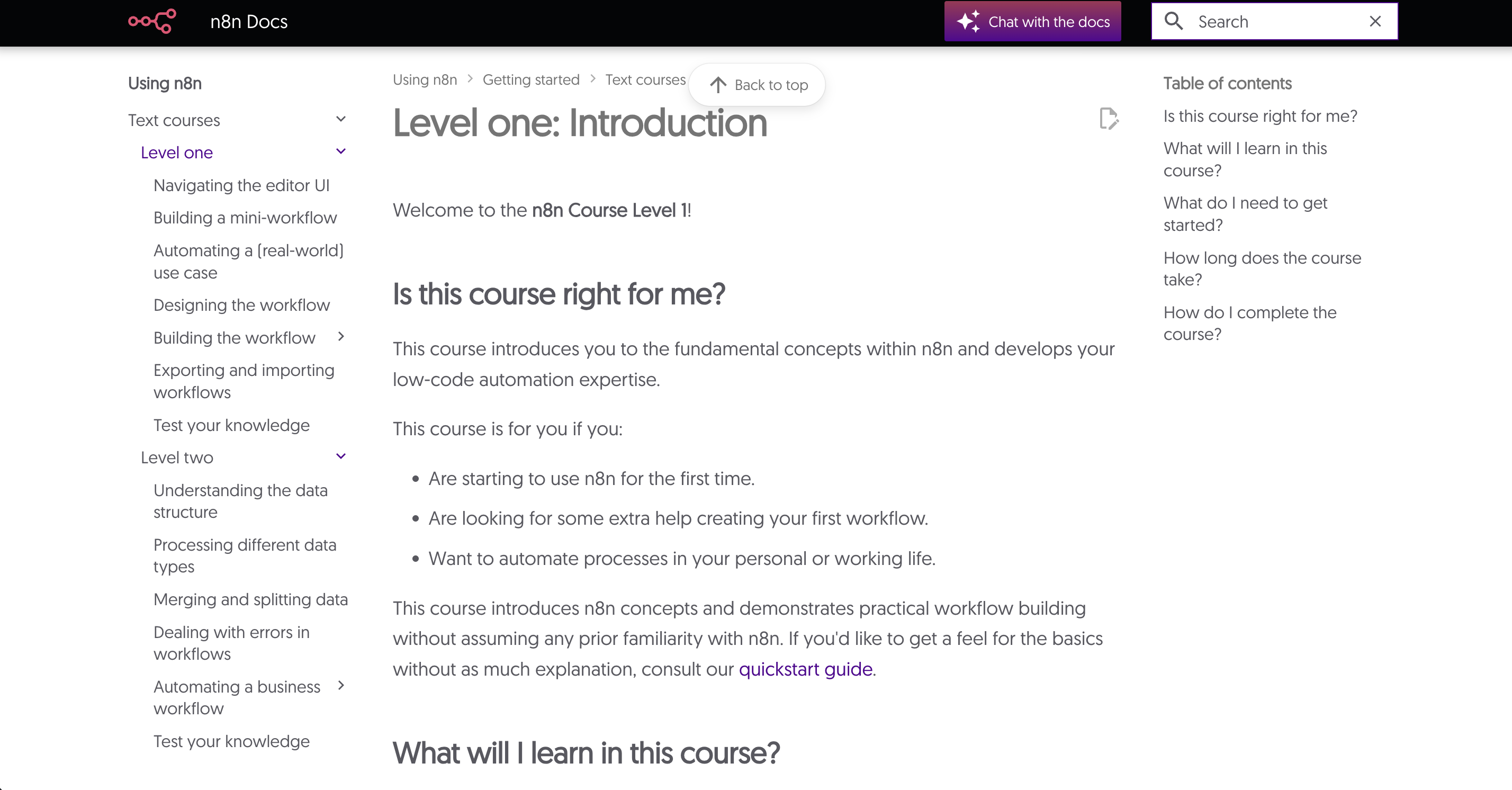 n8n courses page